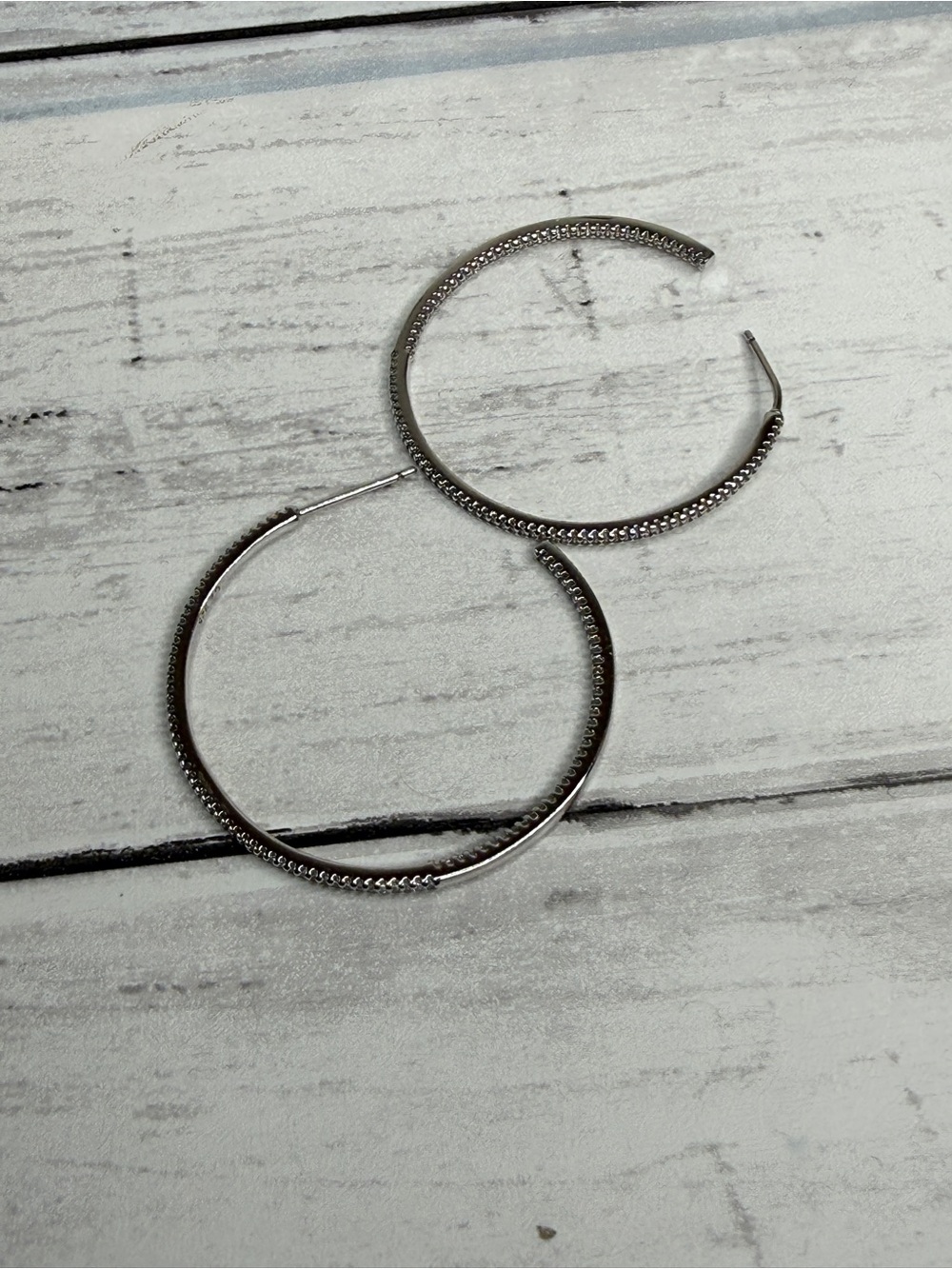 Textured Silver Hoop Earrings for Women